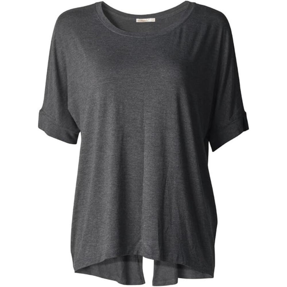 Gray Short Sleeve Loose Tees Tops Blouse T-Shirt XL